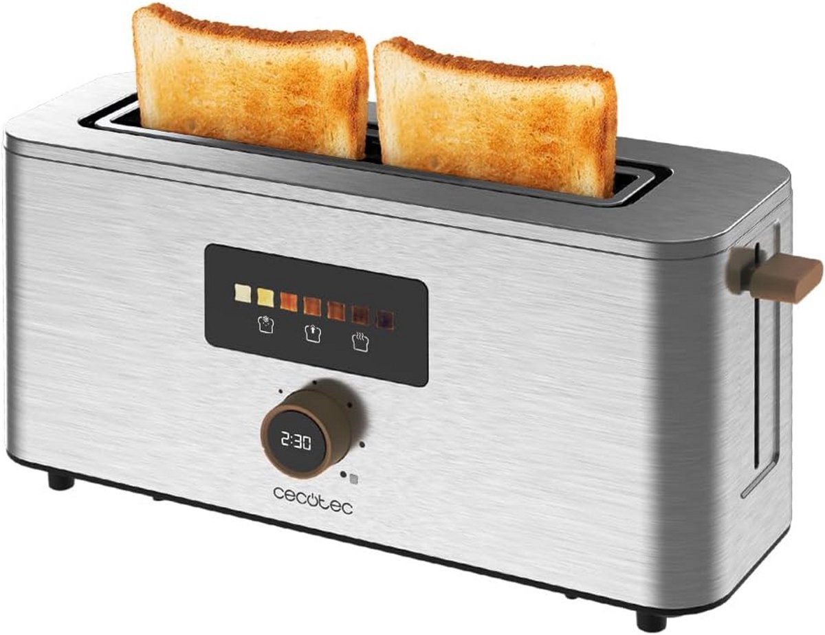 Verticale Broodrooster - Lange Sleuf Broodrooster - Snel Ontbijten - Touchscreen Display - 38 x 14 cm - RVS