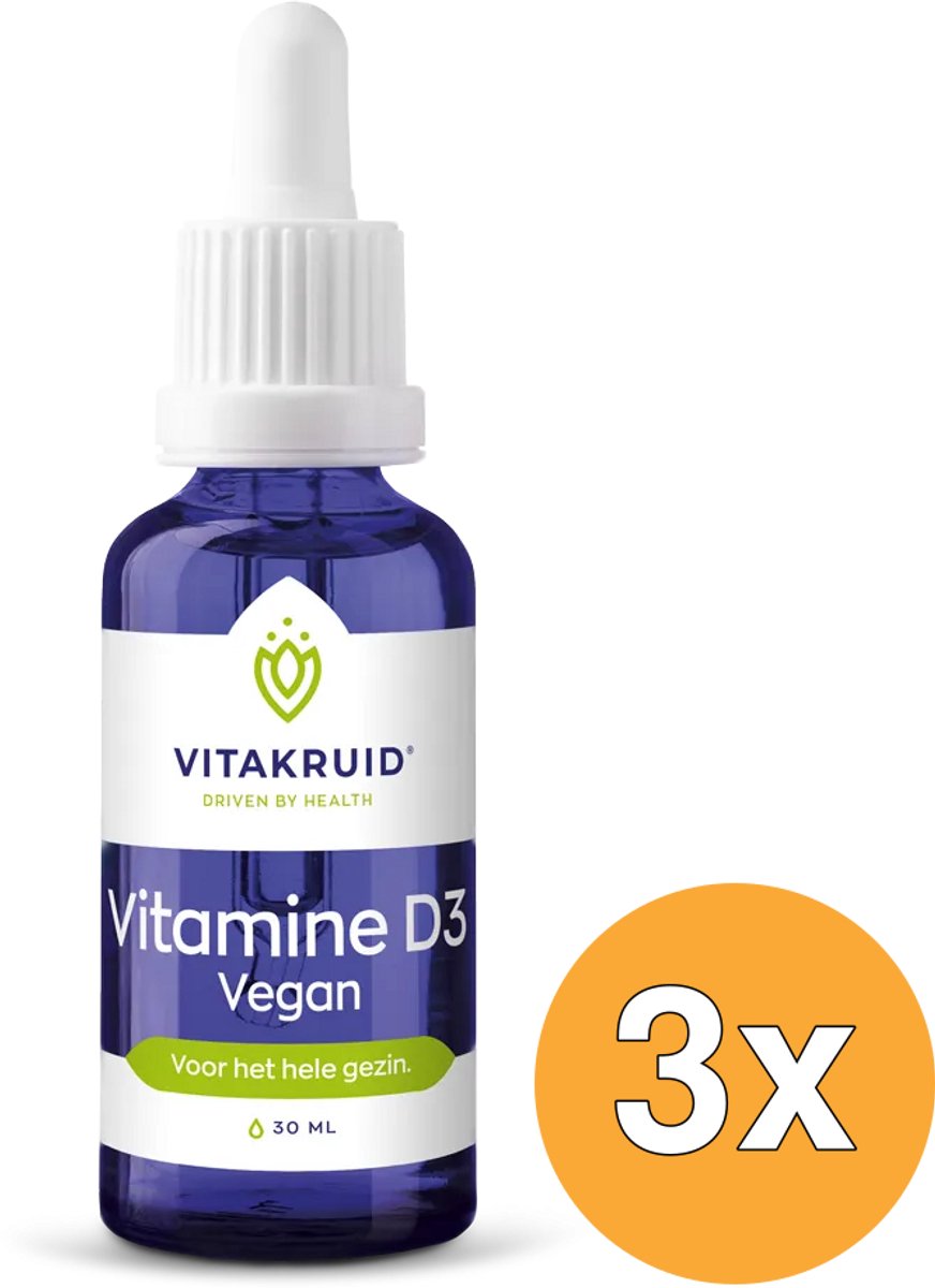 3x Vitakruid Vitamine D3 Vegan Vitashine® 5 mcg per Druppel (30 ml)