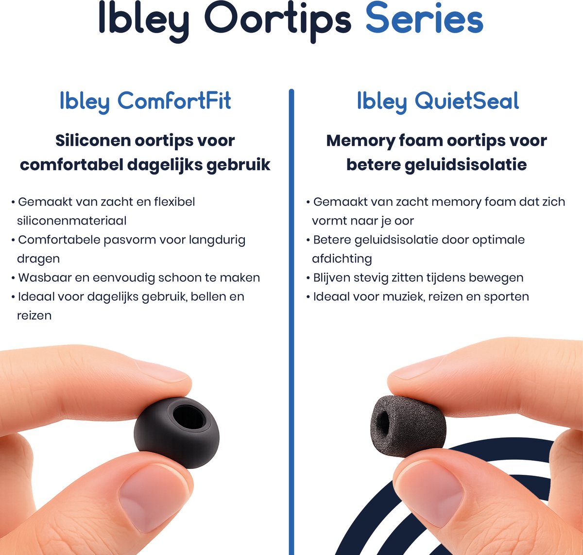 Ibley QuietSeal foam tips voor Sony WF-1000XM5/XM4/XM3 grijs - Foam Earplug - S/M/L formaat - 3 paar - 3 maten – foto 2