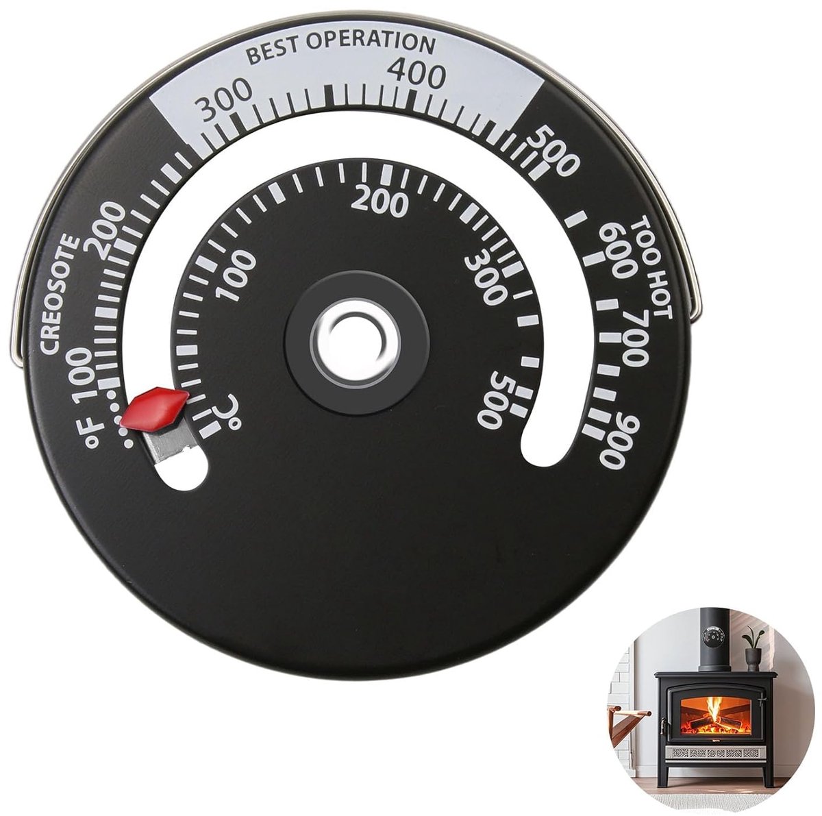 Magnetische Thermometer - Temperatuurmeter Oven - Houtkachel Monitoren - Direct Afleesbaar - 0-500 Graden