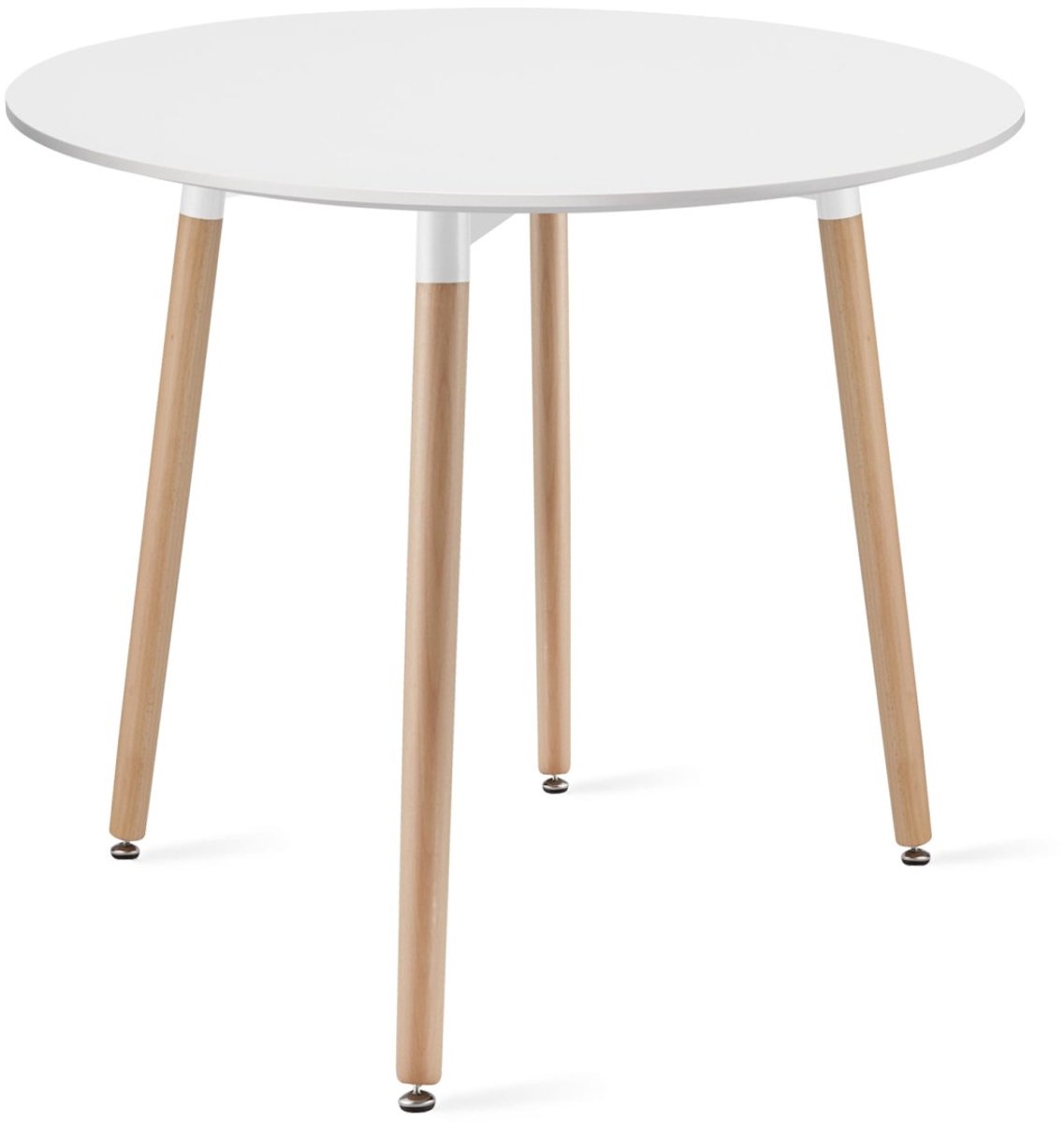 Eettafel KAMI – Rond 80 cm – Wit – Beukenhouten Poten