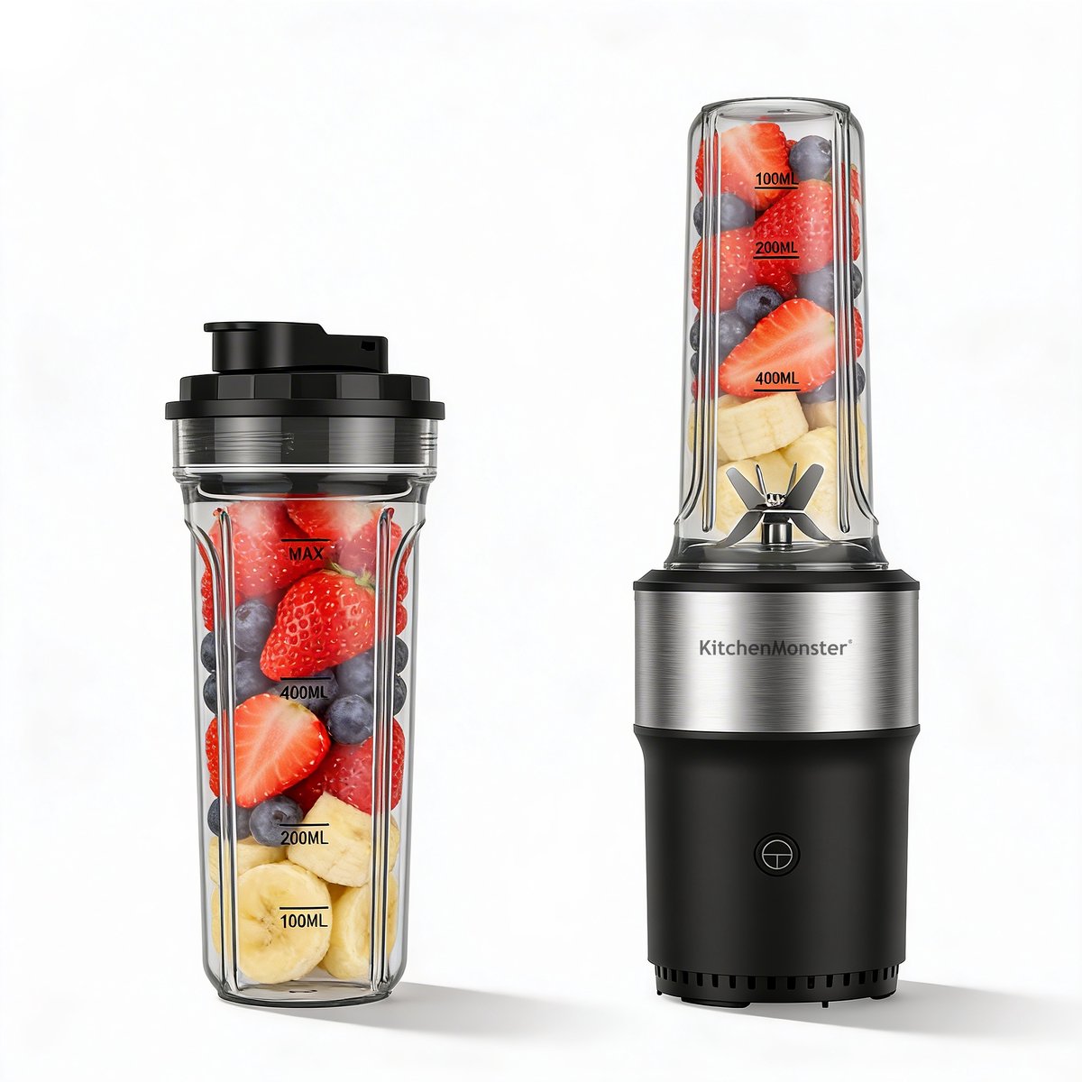 KitchenMonster Blender 900W - Smoothie Maker met 2 Draagbare Bekers To Go – foto 3