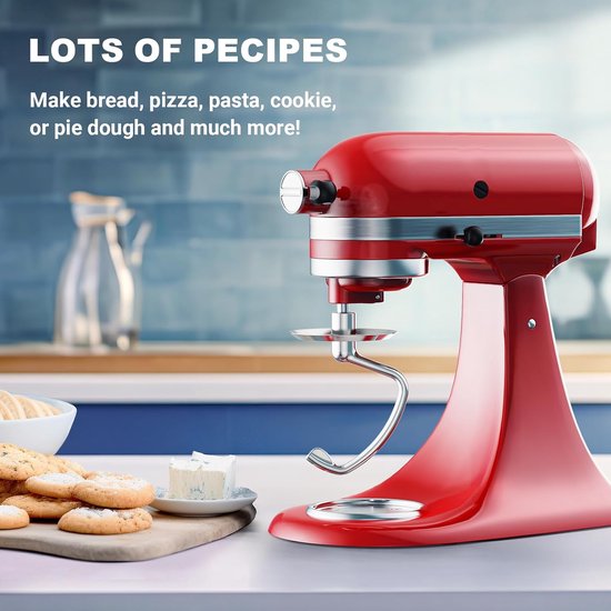 Knethaken Roestvrij Staal - Mixer Accessoires - Brood Deeg Maken - Duurzaam Corrosiebestendig - 4.5-5 Qt - Zilver van Merkloos — afbeelding 2