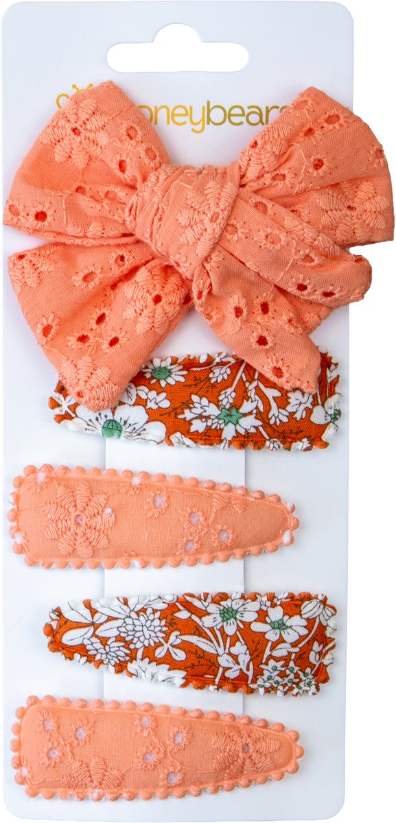 Honeybears haaraccessoires baby set van 5 – Haarspeldjes – Kraamcadeau – Haar speldjes kinderen – Baby knipjes - Oranje