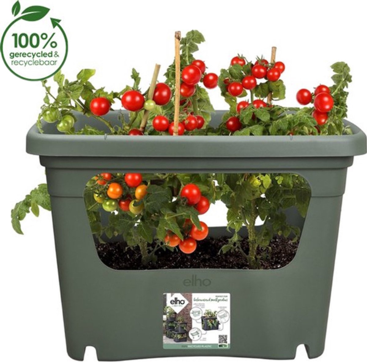 Bol.com Elho Green Basics Stack & Grow 50 - Stapelbare Kweekbak - Verticaal Tuinieren - 100% Gerecycled Plastic - Ø 50.9 x H 35.... aanbieding