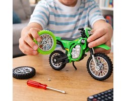 Eddy Toys Motor Bike Die-Cast - Speelgoedmotor Van Metaal En Kunststof - Schaal 1:18 - Afneembare Wielen Met Schroevendraaier - 12 X 4,5 X 7 Cm - Blauw, Groen Of Rood