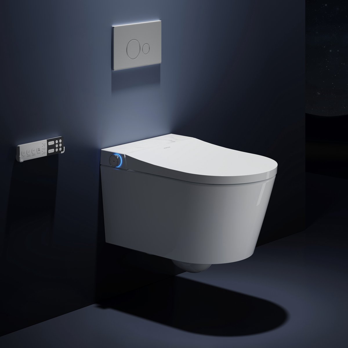 HOROW S70 Douche-WC - Randloos - geurafzuiging - warme luchtdroging - ladydouche - softclose - Douchewc Bril Sproeier - Japans Toilet-met geïntegreerde microgolfsensor en voetsensor- Wit