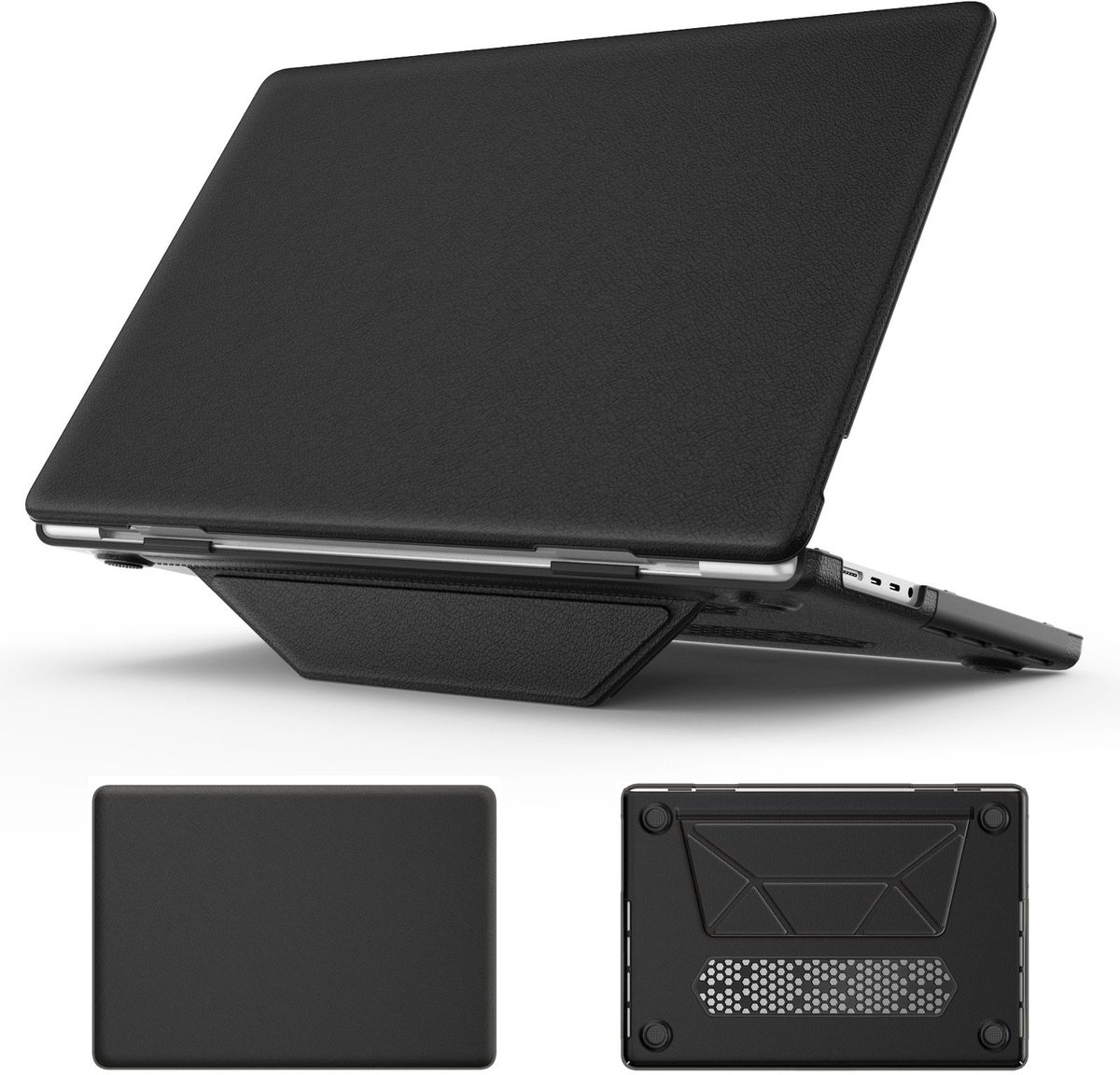 Turtle Shift vegan leer Laptopcover geschikt voor MacBook Pro 16' inch - 2023 / 2021 - A2485 / A2780 / A2991 - Zwart