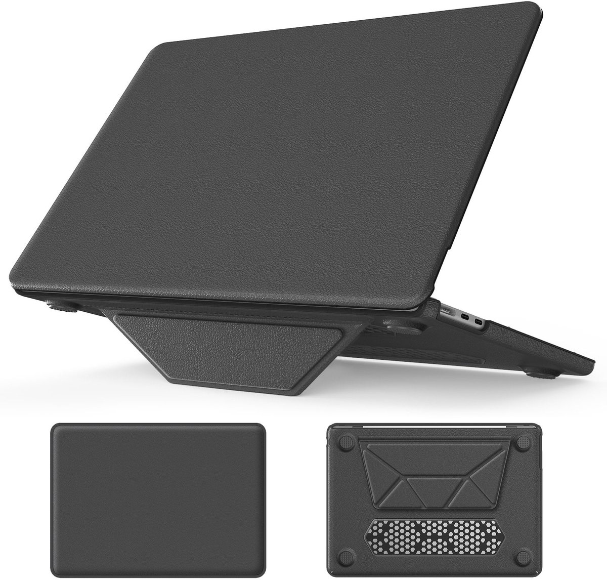 Turtle Shift vegan leer Laptopcover geschikt voor MacBook Air 15.3' inch - 2024 / 2023 - A2941/ A3114 - Grijs