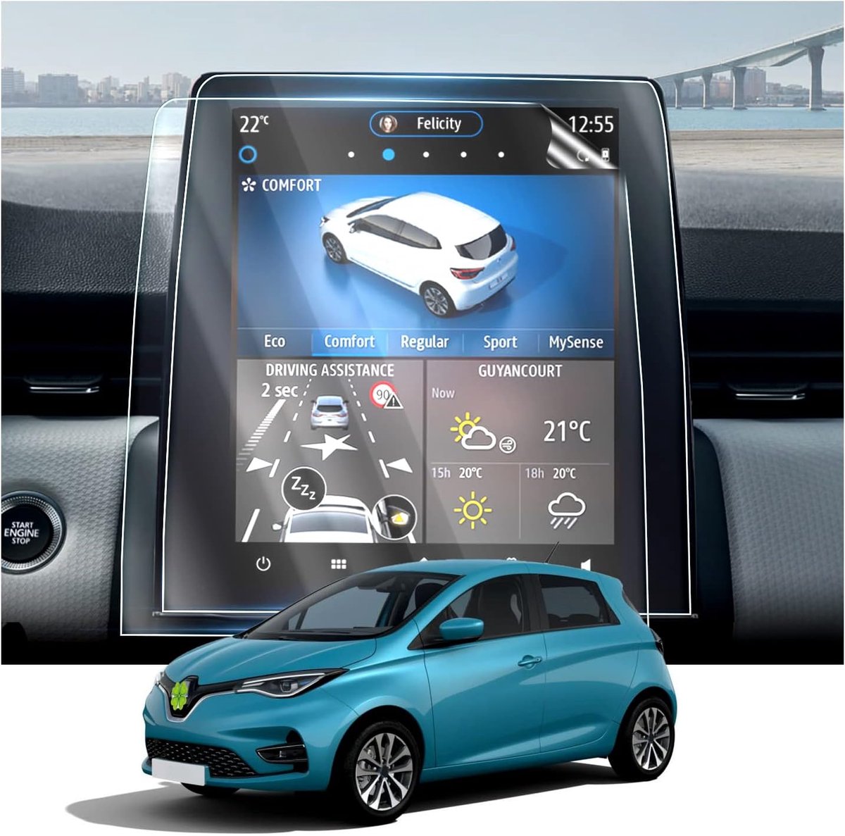 Screenprotector Navigatiescherm 9.3 Inch voor Renault Arkana Captur Clio Zoe