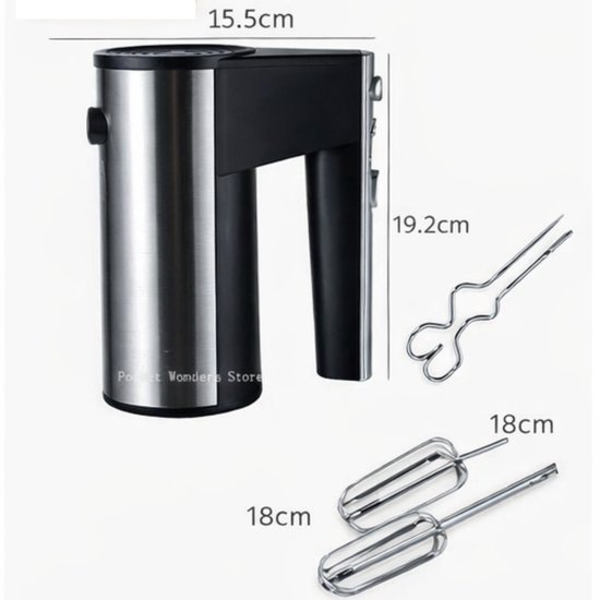 Jurrys Elektrische Eierklopper - RVS Garde - Hoog Vermogen - Multifunctionele Handmixer - Melkopschuimer & Klopper van Merkloos — afbeelding 2