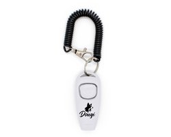Dougi - Luxe clicker met fluit - Clickertraining voor Honden met bevestiging - Inclusief Gratis E-Book - Wit