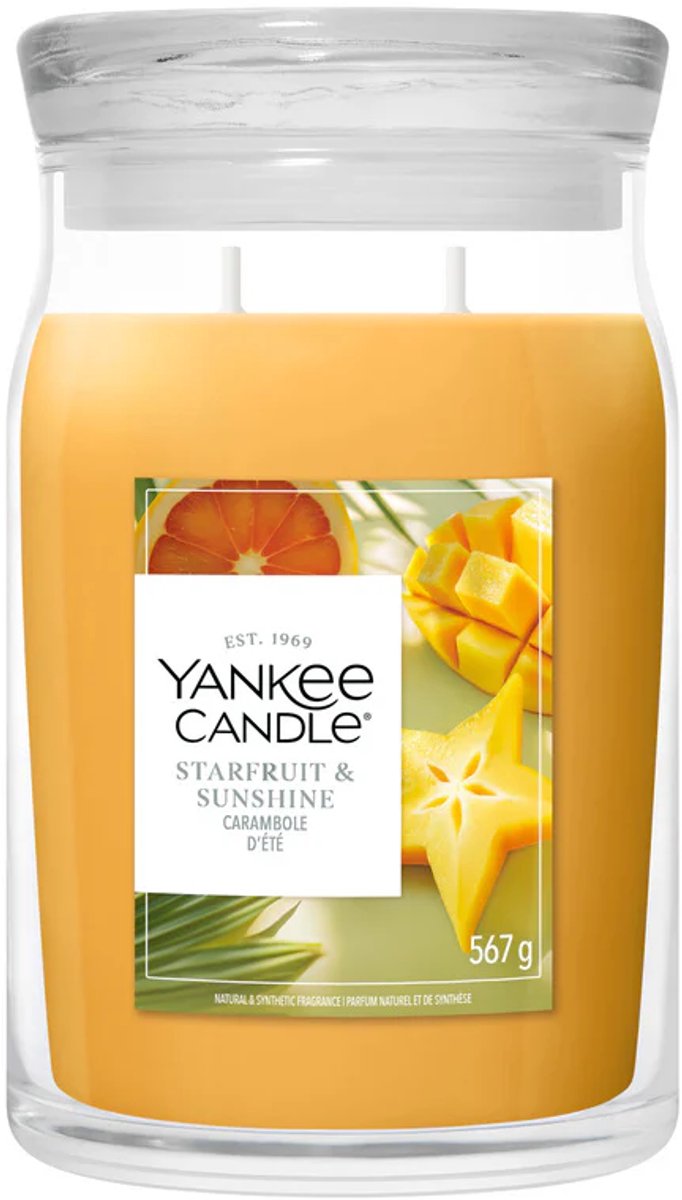 Yankee Candle Starfruit & Sunshine Large Jar - tot 80 branduren Geel