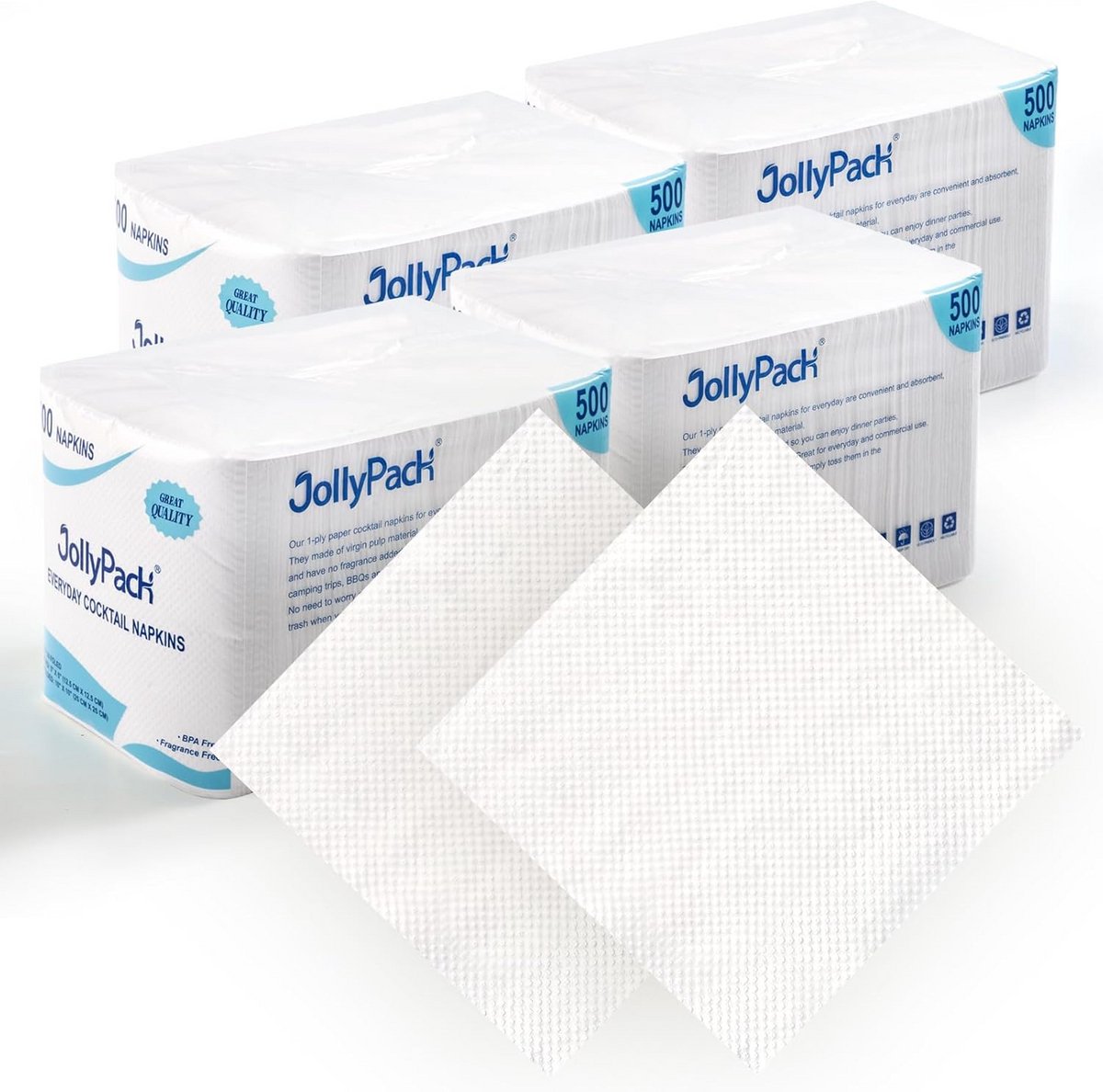 2000 Witte Cocktailservetten Papier 1-laags 4,9x4,9cm Dessert Servetten Bulk