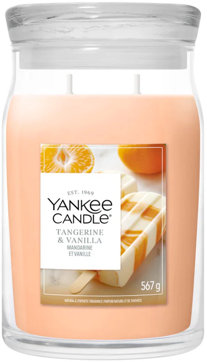 Yankee Candle Tangerine & Vanilla Large Jar - tot 80 branduren Oranje