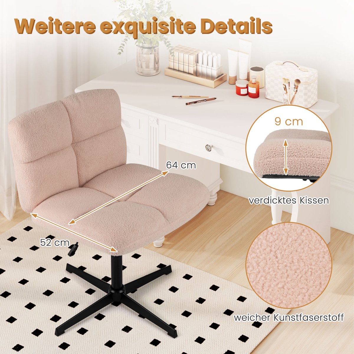 FDS Draaistoel Bureaustoel met Brede Zitting en Hoogteverstelling - afbeelding 3