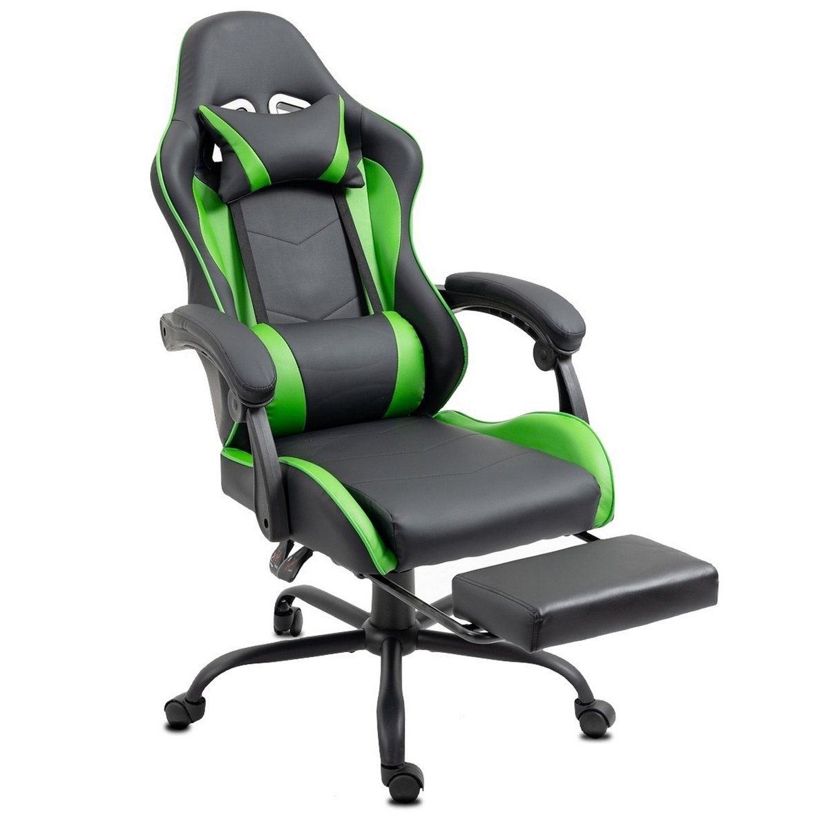 Delman Gaming Stoel met Massage en Voetsteun – Ergonomische Bureaustoel met Hoofdsteun, Verstelbare Rugleuning tot 135°, 360° Draaibare Game Stoel voor Gaming en Thuiswerken – foto 5