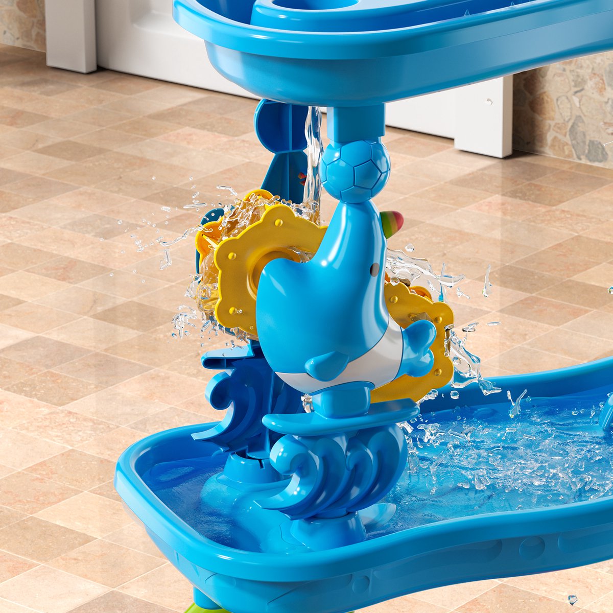 Meedeer XXL Watertafel-5 Verdiepingen-Zandtafel voor Kinderen-Speeltafel-Incl. Schepjes, Gietertjes & Zandvormpjes-Multifunctioneel Buiten speelgoed voor jongens en meisjes-Voor 3-5 jaar — afbeelding 3