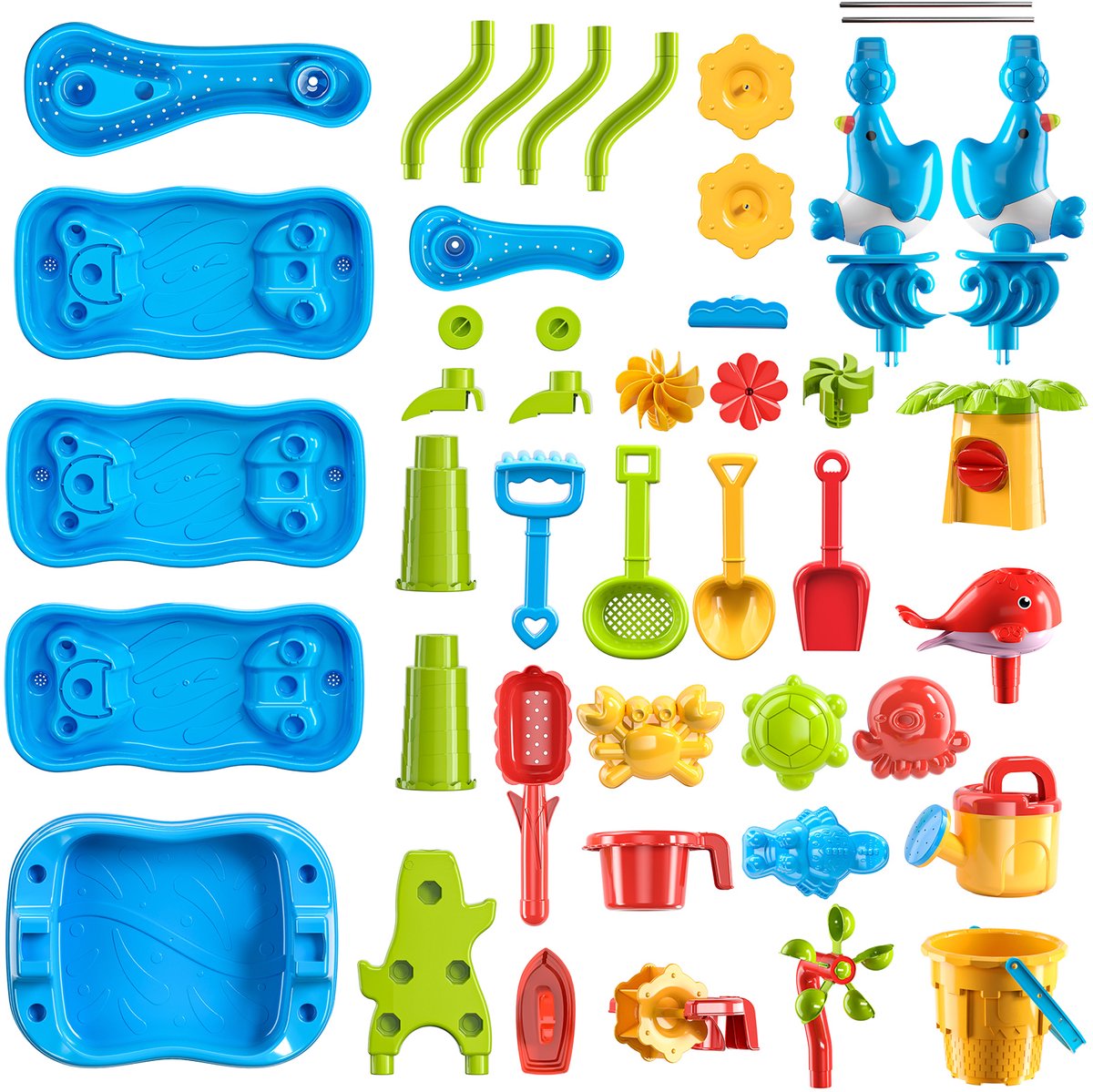 Meedeer XXL Watertafel-5 Verdiepingen-Zandtafel voor Kinderen-Speeltafel-Incl. Schepjes, Gietertjes & Zandvormpjes-Multifunctioneel Buiten speelgoed voor jongens en meisjes-Voor 3-5 jaar — afbeelding 5