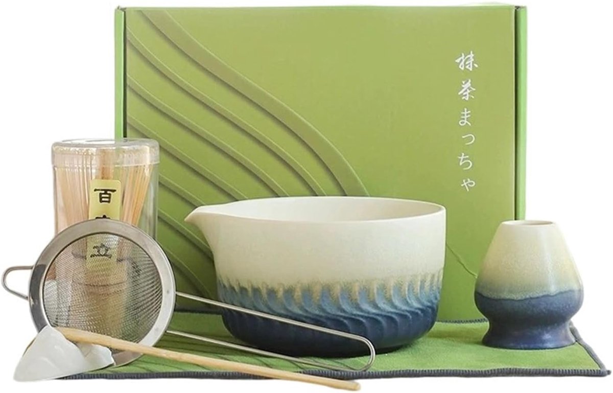 Matcha Set - Matcha Klopper - Matcha Whisk - Matcha Starterkit - Matcha Kom - Bamboo Whisk - Keramiek - Cadeauset - Japanse Thee Set - Starterkit - 7-Delig