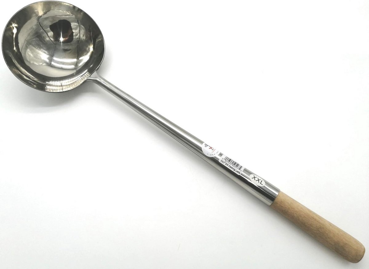 RVS Soeplepel met Houten Steel voor Serveren