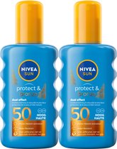 NIVEA SUN Protect & Bronze Zonnebrand Spray - SPF 50 - Zonnespray - Waterproof - Beschermt en stimuleert een bruine huid - Met pro-melanine extract - Duopack - 2x 200 ml