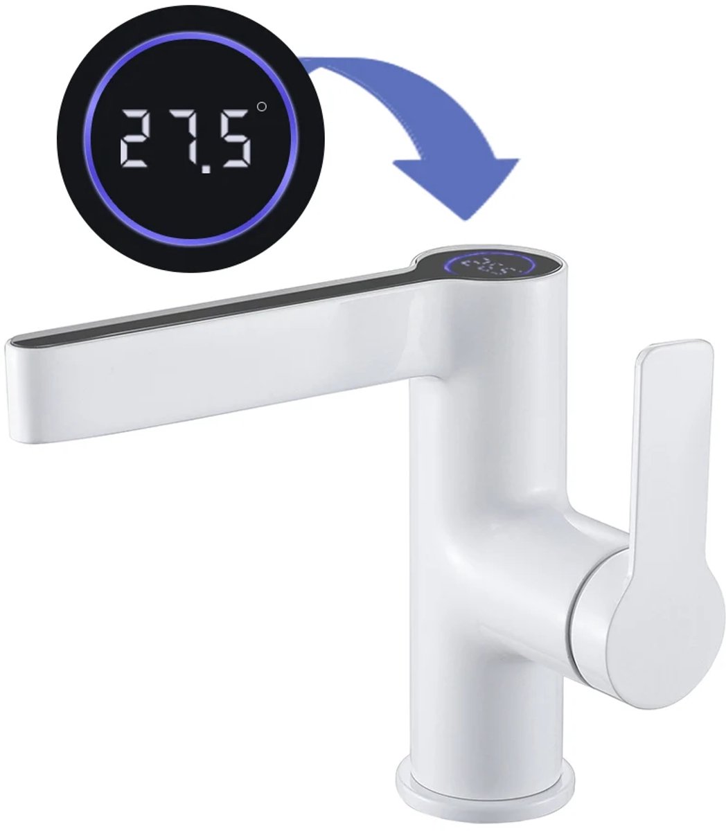 Wastafelkraan met display wit QMIX300 - WAHLBACH