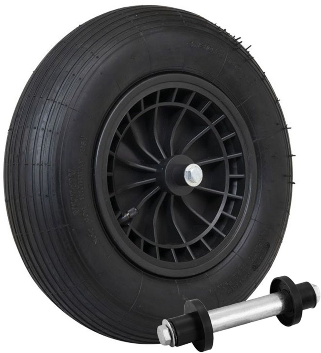 JS | Kruiwagen Wiel 4.00 - 8 Luchtband Lijn-profiel - Asdiameter 20mm | Kwaliteit