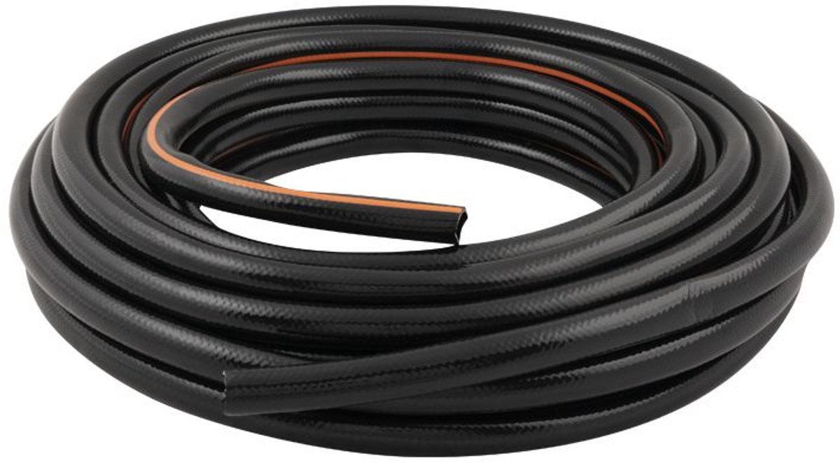 BLACK+DECKER Tuinslang 15 Meter - 13MM - Duurzaam PVC - Tuin Besproeien Auto Wassen Zwembad Vullen - Past op Elke Standaard Kraan - Zwart/Oranje