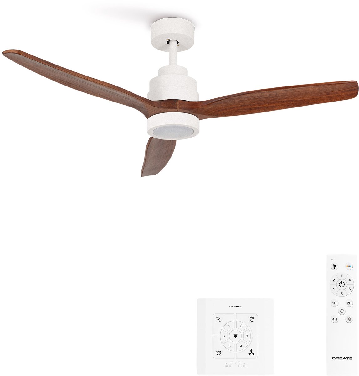 CREATE - Stille plafondventilator van 40 W met technische ABS-bladen, verkrijgbaar in verschillende maten - M - Met licht - Controller voor wandmontage - WIND STYLANCE