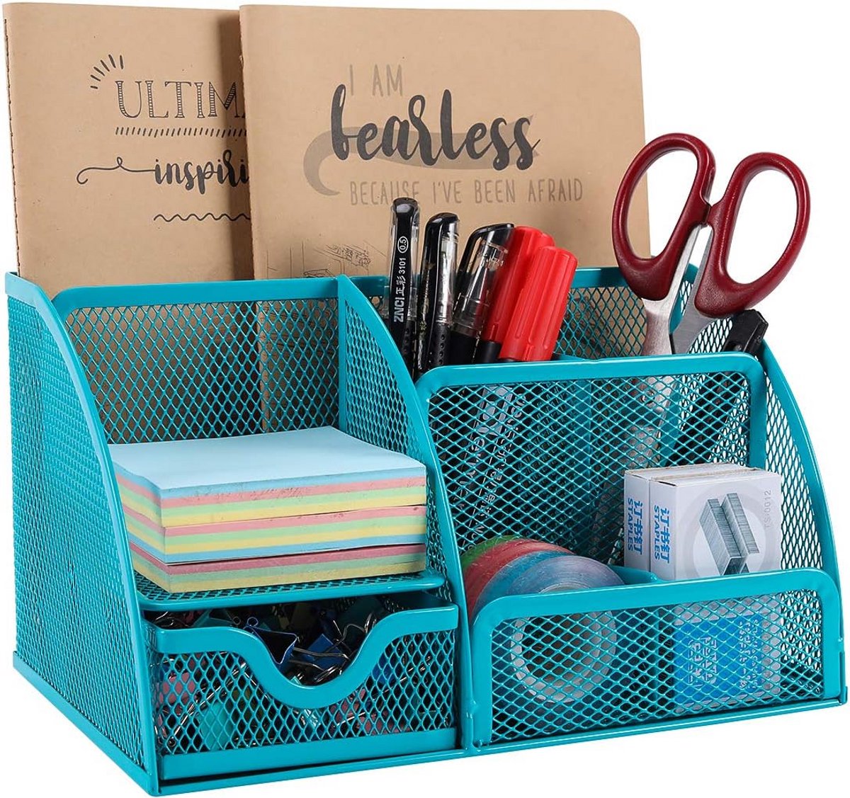 Bureau Organizer - Opberger Bureau - Kantoor Netjes - 5 Vakken 1 Lade - 14x22x13 cm - Blauw