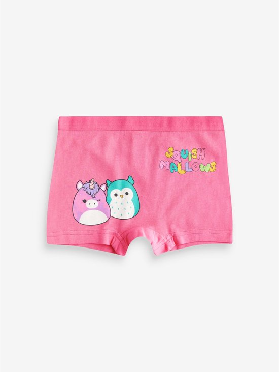 Roze jongensboxer met Squishmallows print van een eenhoorn en uil.