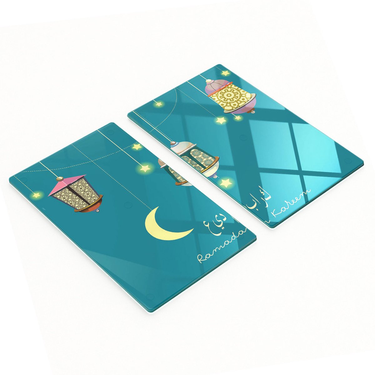 Decoratieve glazen snij- en serveerplanken Ramadan Kareem 2x30x52 cm