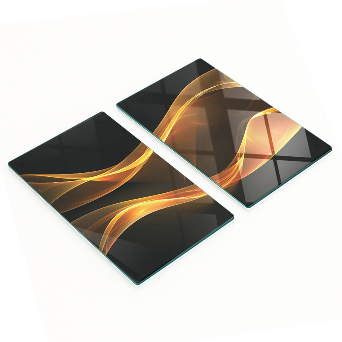 Stijlvolle en duurzame glazen borden met abstracte gouden print, 2x30x52 cm