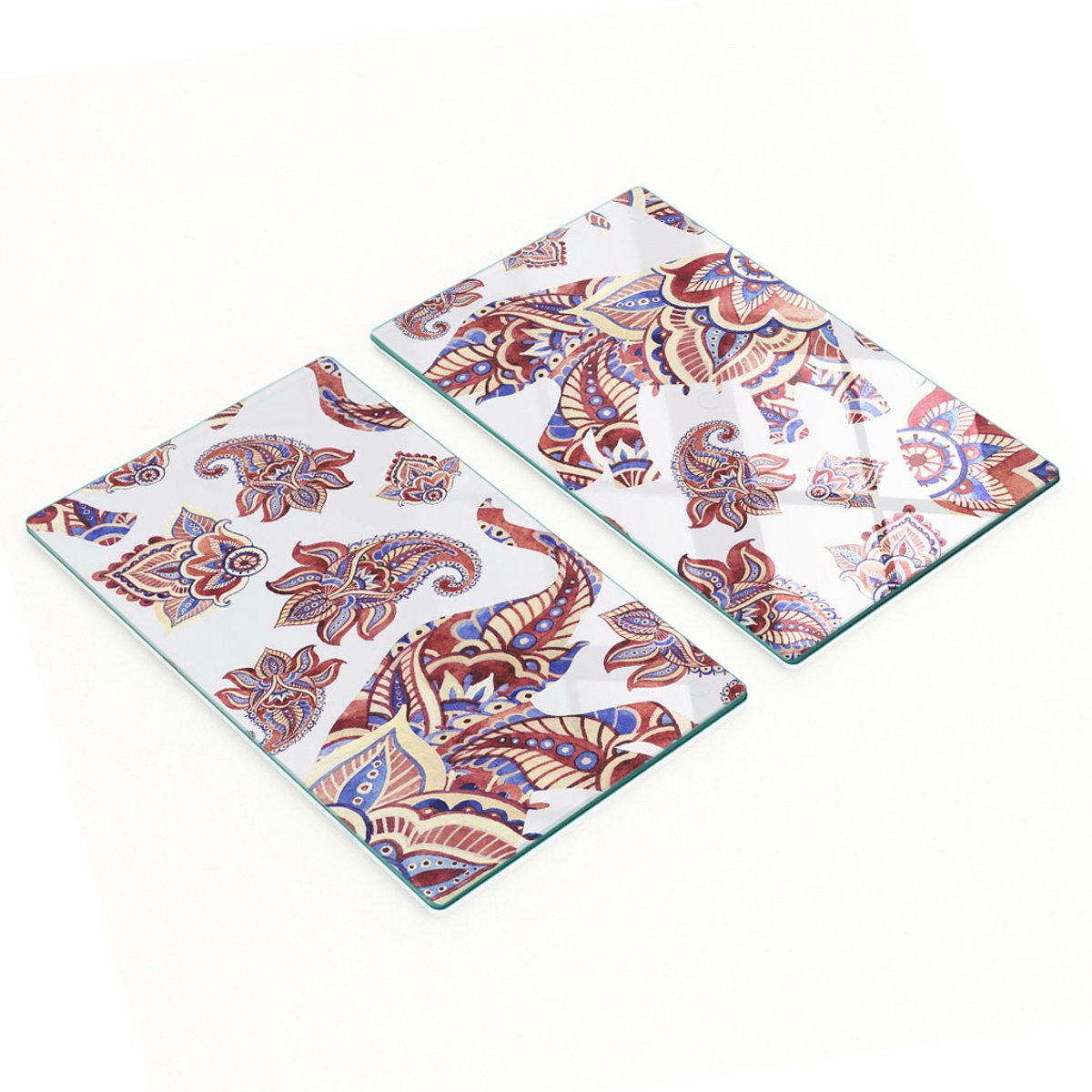 Elegante glazen borden, 2 stuks, decoraties in de vorm van een olifant, 2x30x52 cm