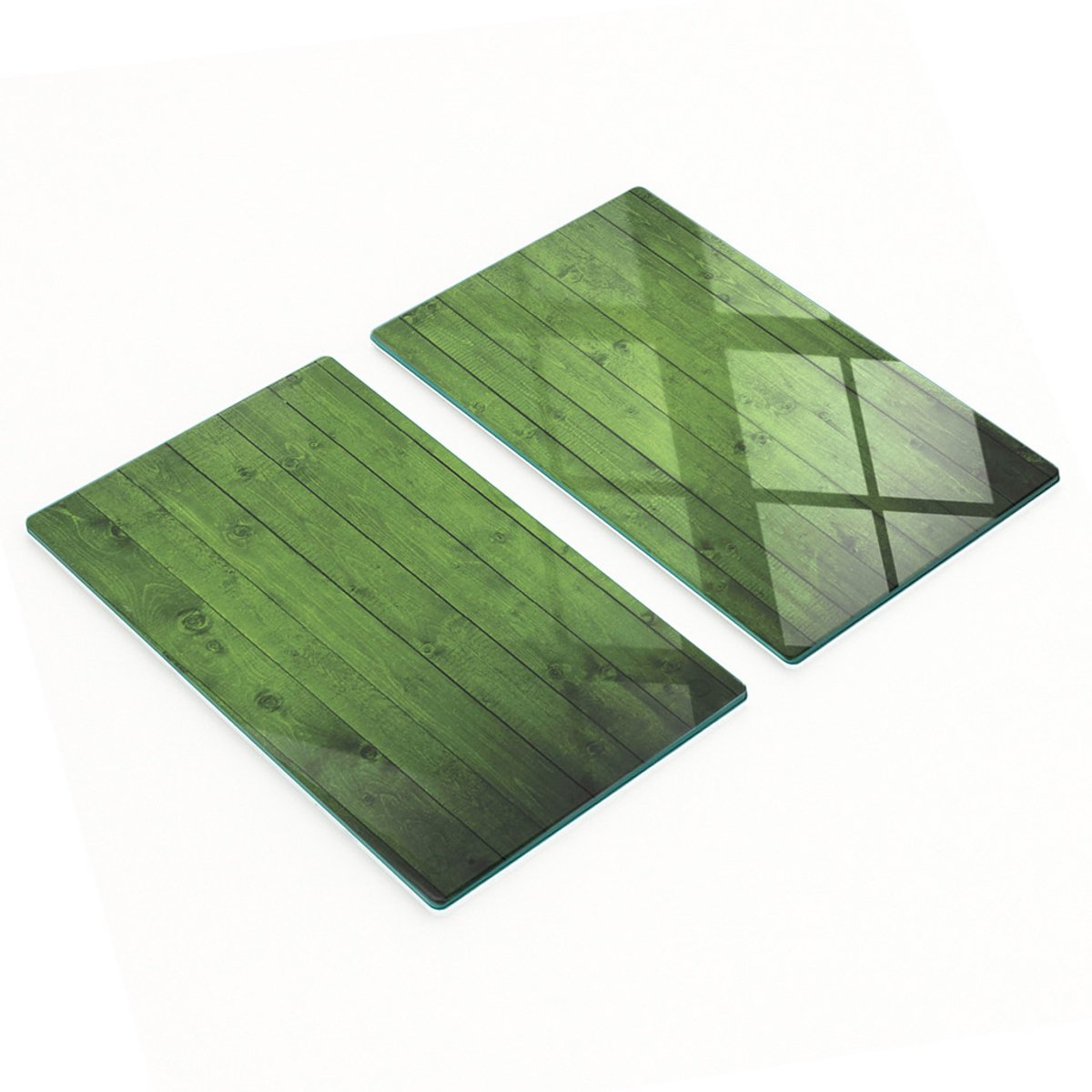 Decoratieve glazen snijplanken, groene houten planken, 2x30x52 cm