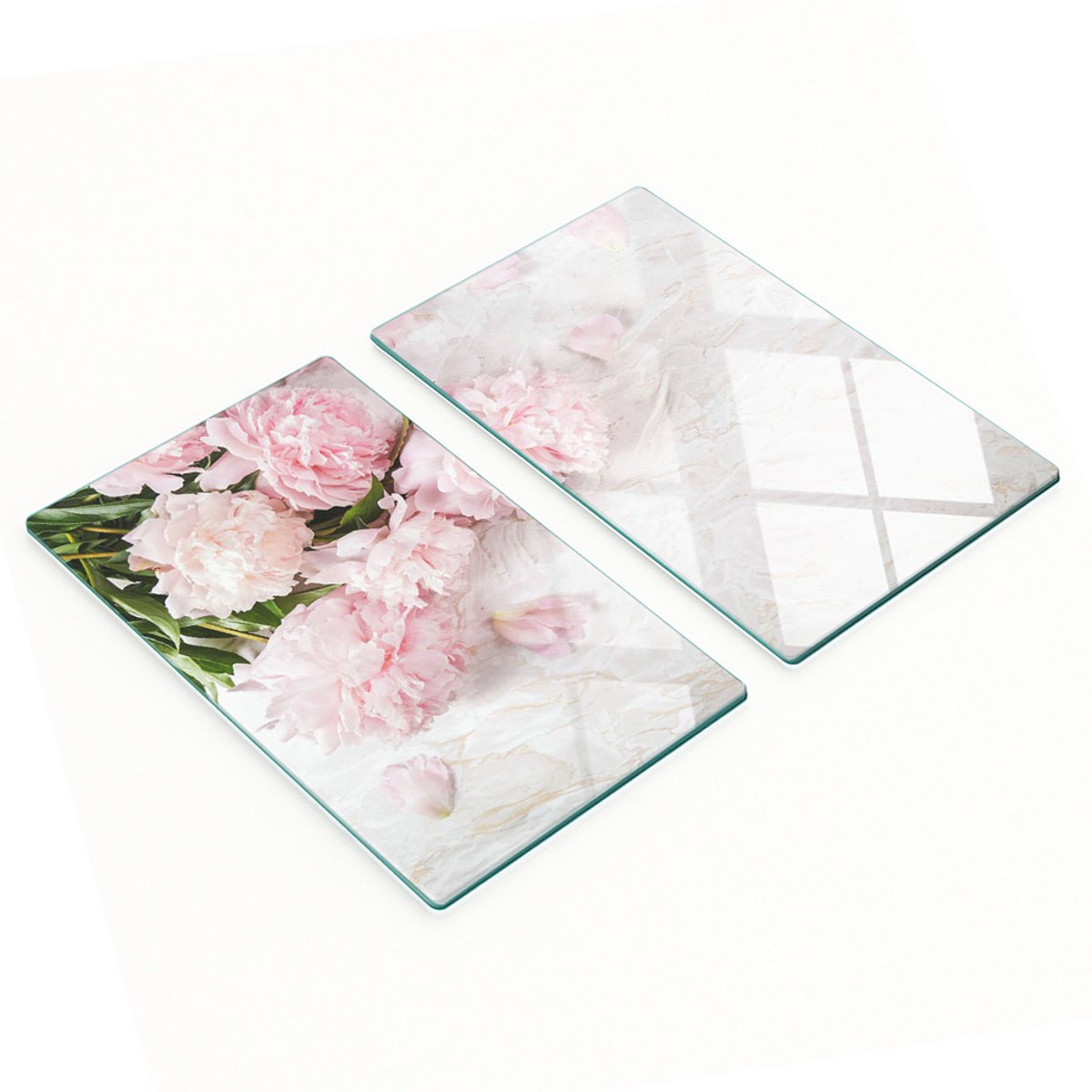 Multifunctionele decoratieve glazen borden met pioenprint 2x30x52 cm