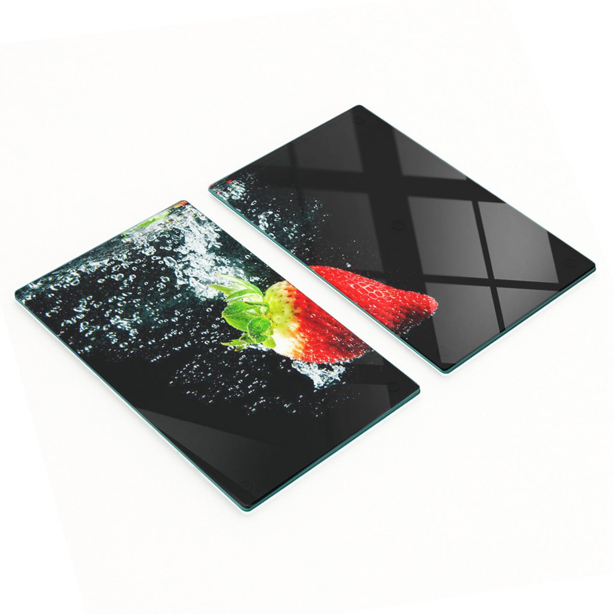 Glazen snijplanken met afbeelding van aardbeienwater, 2x30x52 cm