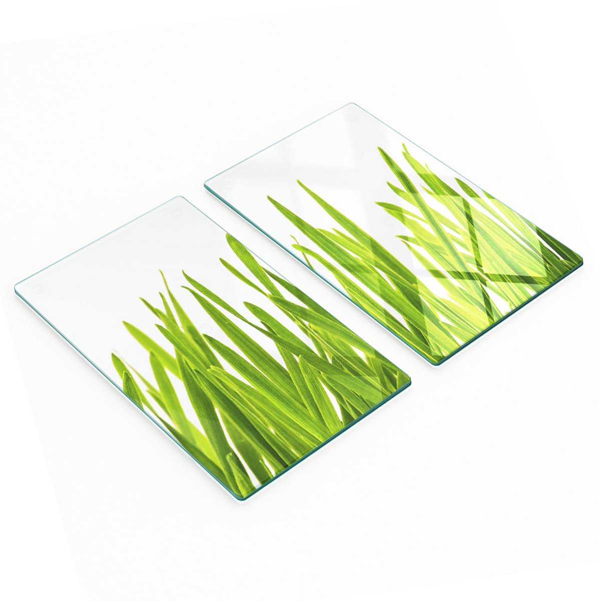 Set van gehard glazen snijplanken met graspatroon, 2x30x52 cm