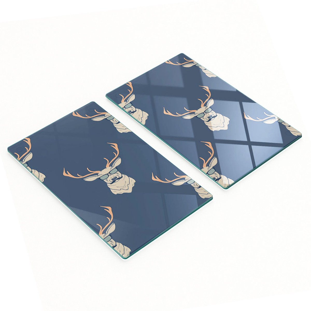 Decoratieve snijplanken van gehard glas met hipster-hertmotief, 2x30x52 cm