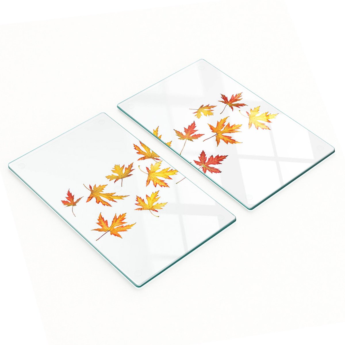Glazen snijplanken met herfstbladerenmotief, 2x30x52 cm