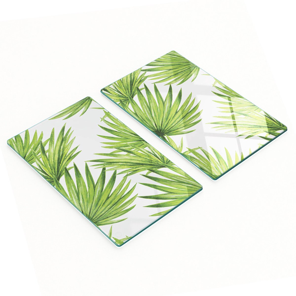 Decoratieve snijplanken van gehard glas met tropische bladeren, 2x30x52 cm