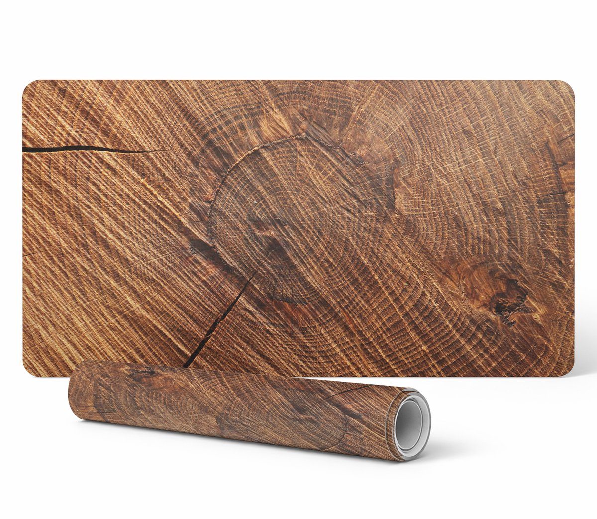 Muismat met houtnerfpatroon voor bureau, toetsenbord en laptop 120x60 cm