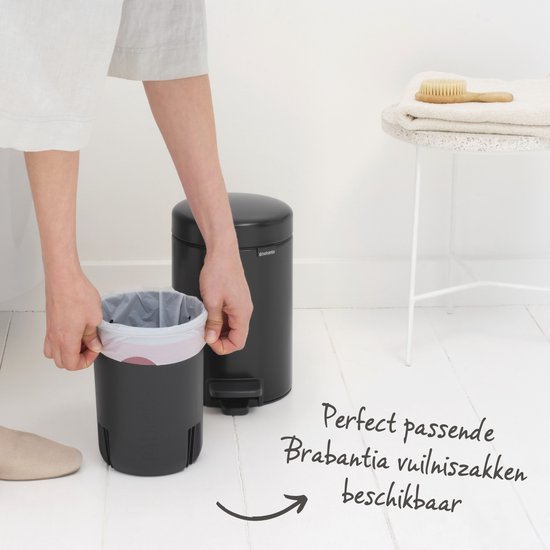 Brabantia NewIcon Prullenbak - 3 liter - Badkamer - Matt Black