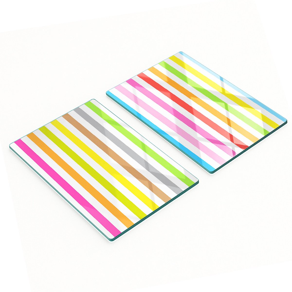 Decoratieve glazen snij- en serveerplanken, gekleurde strepen, 2x40x52 cm