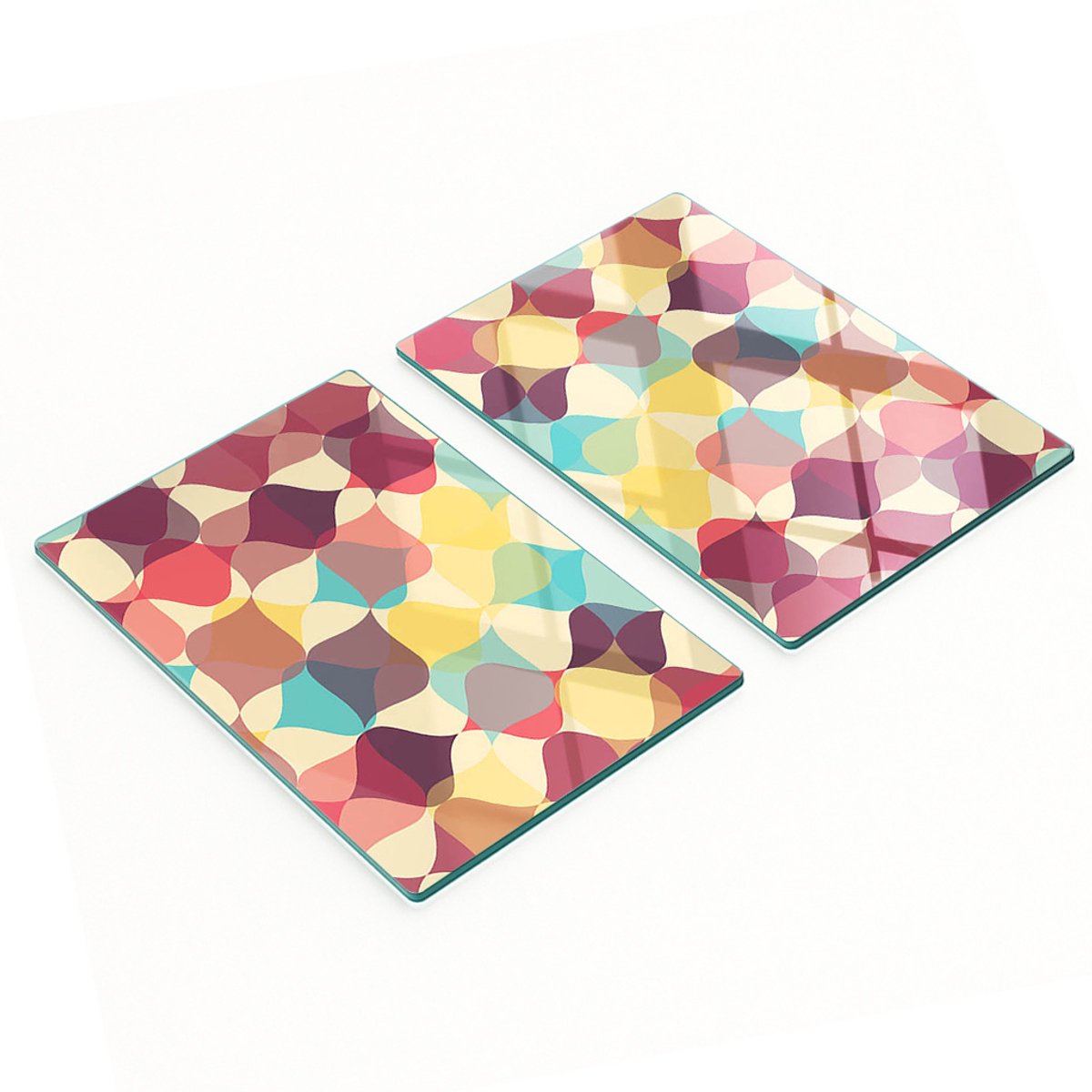 Duurzame en stijlvolle glazen borden met geometrisch patroon 2x40x52 cm
