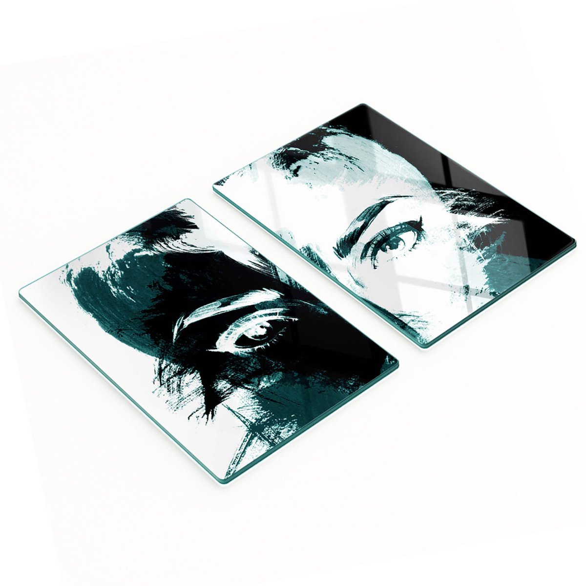 Stijlvolle en duurzame glazen borden met abstracte vrouwenprint, 2x40x52 cm
