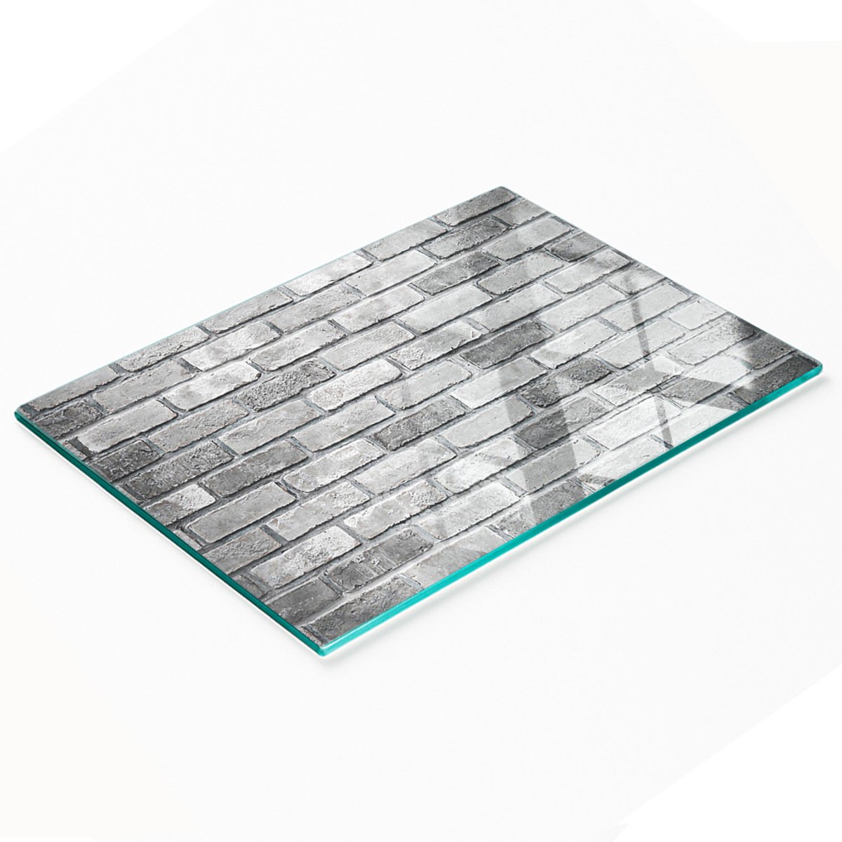 Keukenplank van gehard glas met decoratieve afbeelding van een bakstenen muur, 80x52 cm