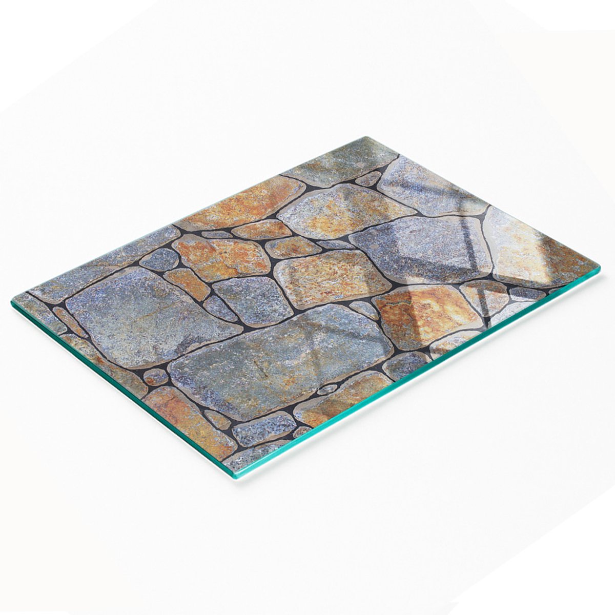 Decoratieve keukensnijplank van gehard glas met steentjes, 80x52 cm