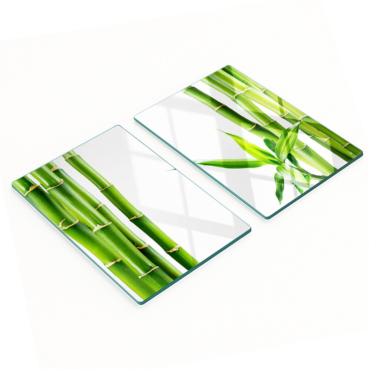 Set van gehard glazen snijplanken met bamboepatroon, 2x40x52 cm